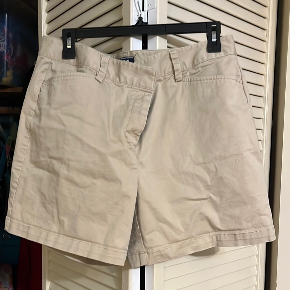 Lands' End Women's High Waist Cream Shorts
